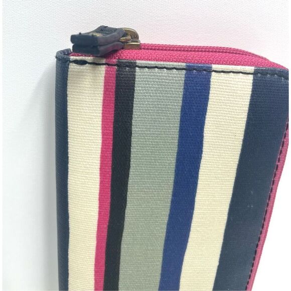 Fossil Eliza Blue Striped Multicolor Accordion Zip Wallet - Picture 3 of 5